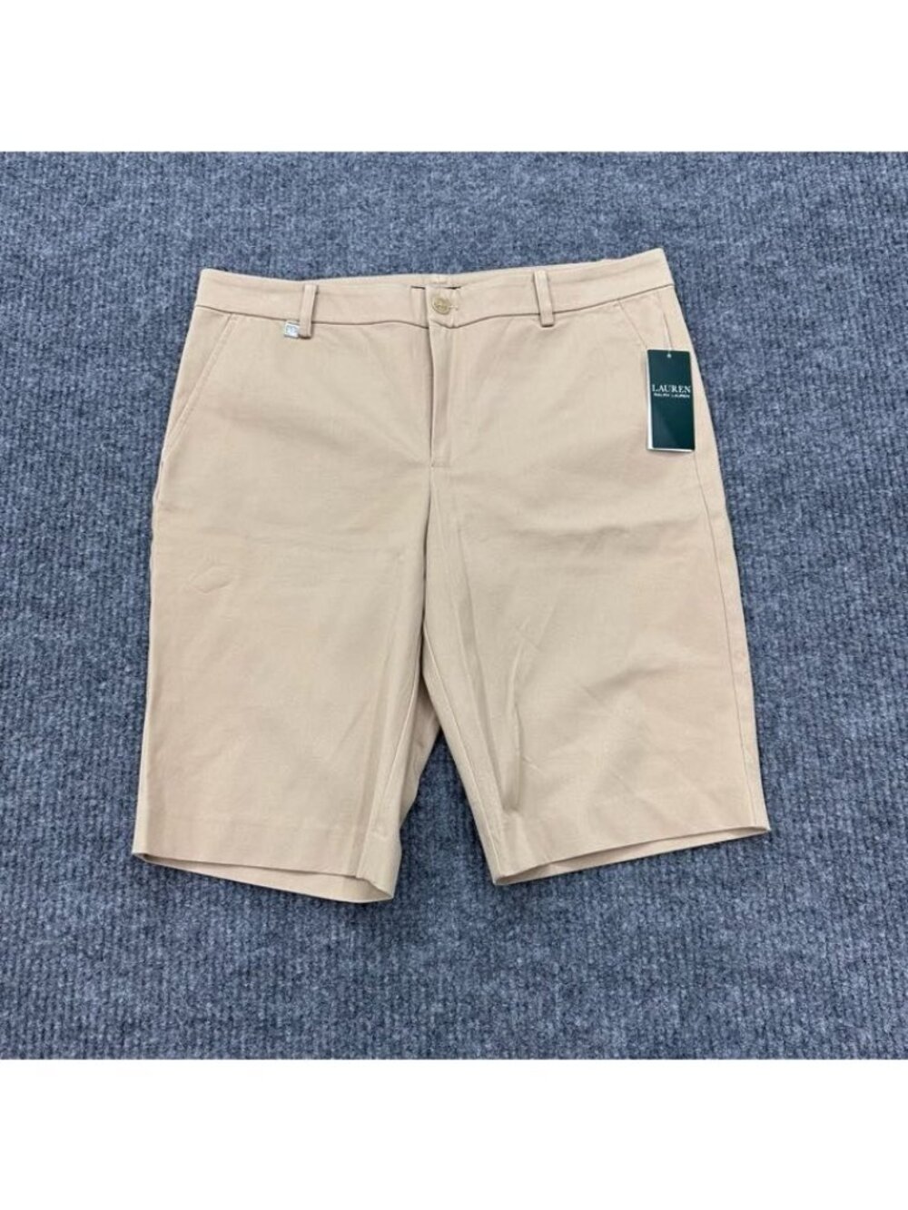 Lauren Ralph Lauren Stretch Cotton Bermuda Shorts Flat Front Chino Womens 10 NEW